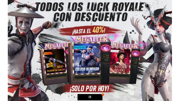 Día de descuentos en el Luck Royale de Free Fire ¡hasta el 40%!