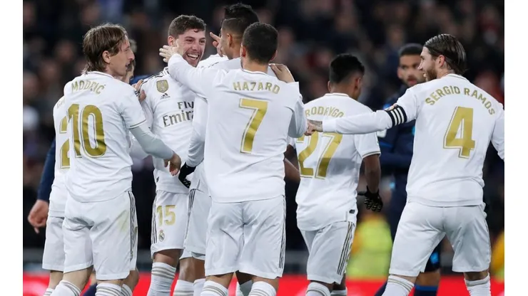 Así festejó el Real Madrid el 2-1 sobre la Real Sociedad en el Bernabéu.