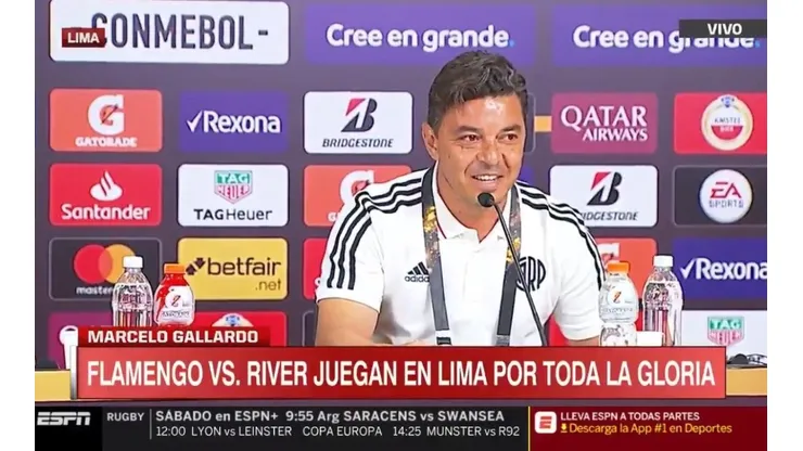 Marcelo Gallardo en conferencia de prensa.