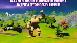Baila en el tuberio, el hombre de mimbre y la tienda de troncos en Fortnite
