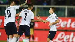 El festejo de los jugadores italianos.