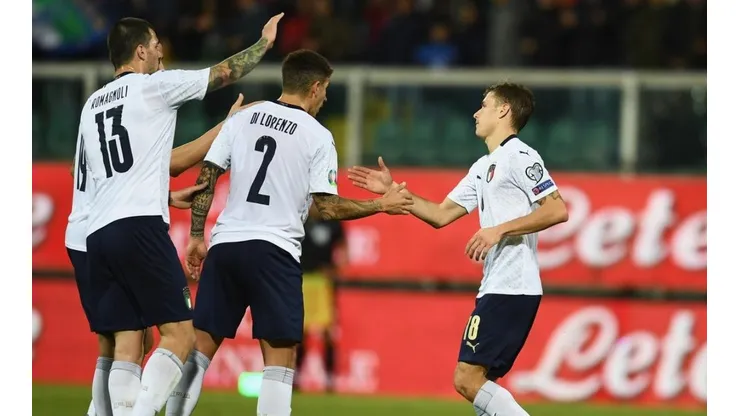 El festejo de los jugadores italianos.