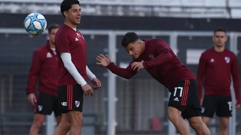Enzo Pérez en el entrenamiento de River.