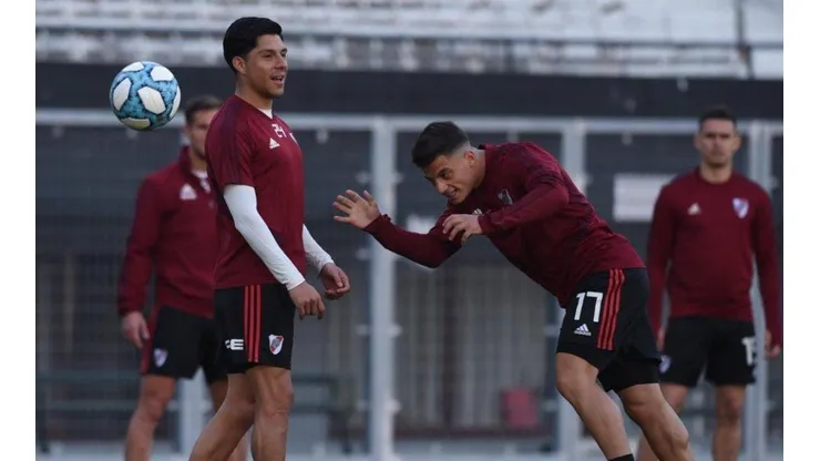 Enzo Pérez en el entrenamiento de River.