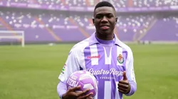 Stiven Plaza en su presentación en Valladolid.