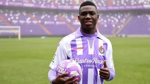 Stiven Plaza en su presentación en Valladolid.