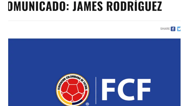 Comunicado oficial de la Federación sobre lesión de James Rodríguez