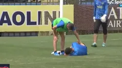Lisandro López asustó a todos en la práctica de Boca