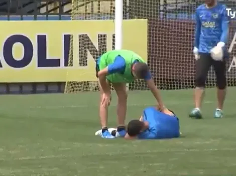 Lisandro López asustó a todos en la práctica de Boca