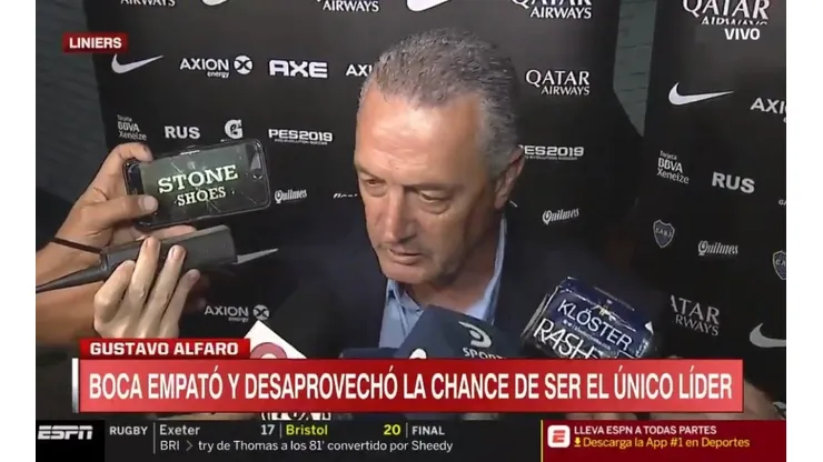 Gustavo Alfaro luego del empate de Boca.