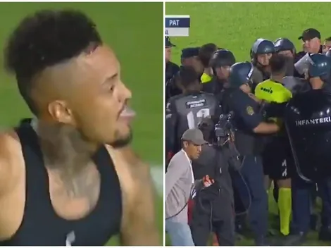 Gol del colombiano Joao Rodríguez en Argentina que terminó en tropel con policía incluida