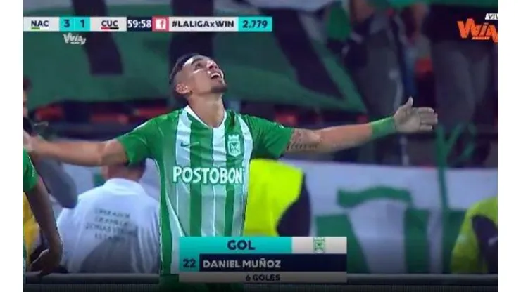 En menos de 10 minutos, Daniel Muñoz se apuntó un doblete y Nacional ya gana 3-1 a Cúcuta