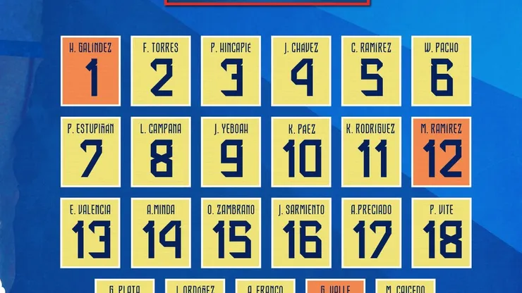 Los dorsales de Ecuador contra Paraguay