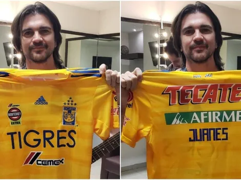 Juanes posa con playera de Tigres previo a su concierto en Monterrey