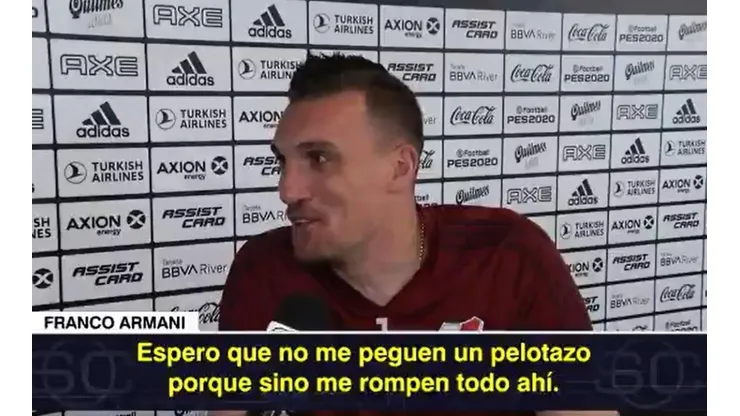 Armani pidió que no le peguen un pelotazo en la cara: "Me rompen todo ahí"