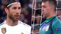 Sergio Ramos le mostró en la cara a Muslera que él también patea penales como el Loco Abreu