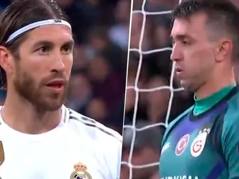 Sergio Ramos le mostró en la cara a Muslera que él también patea penales como el Loco Abreu