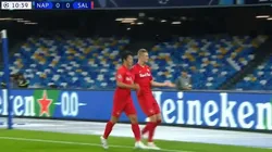 La celebración del delantero noruego.