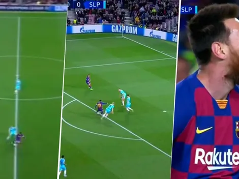 Messi le quebró la cintura al rival sin tocar el balón, ganó en velocidad y rompió el travesaño