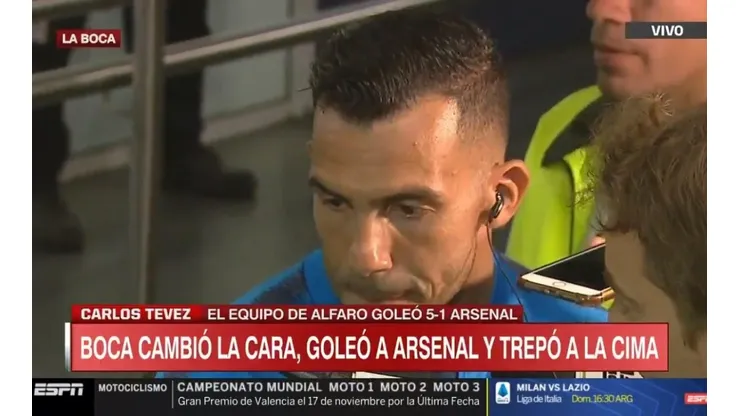 Carlos Tevez tras la victoria de Boca.