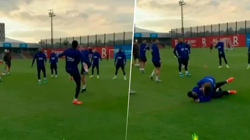 ¡Cuidado, Antoine! Griezmann fue al medio en un loco y dejó en el piso a Dembélé