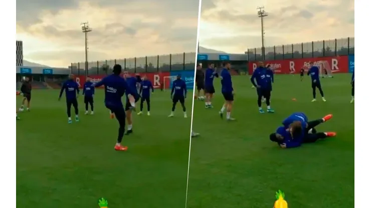 ¡Cuidado, Antoine! Griezmann fue al medio en un loco y dejó en el piso a Dembélé