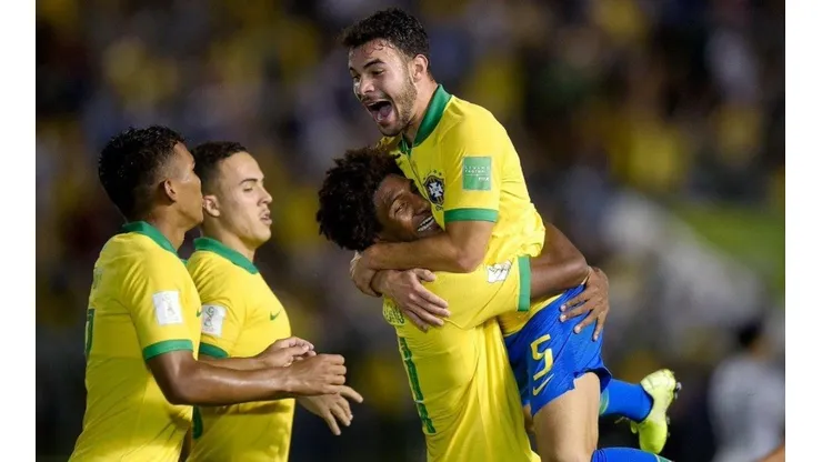 El festejo de los jugadoras brasileños.