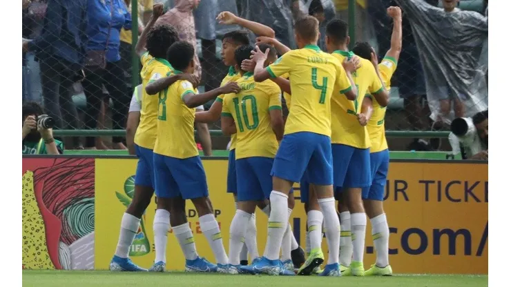 La celebración de los jugadores brasileños.