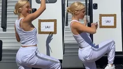 Lali vio su nombre en el camarín, metió tremendo perreo y subió el video