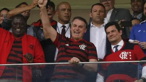Jair Bolsonaro durante la victoria de Flamengo.