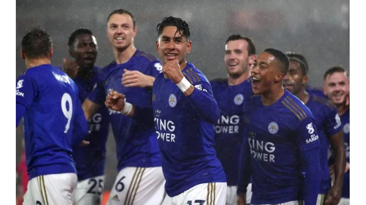 El festejo de los jugadores de Leicester.