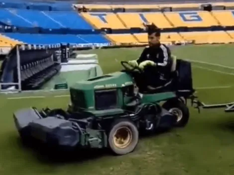 No solo ataja: el video de Nahuel Guzmán cortando el césped del Universitario