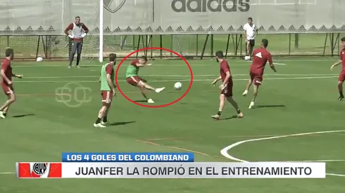Una bestia: Quintero no pierde el tiempo y marcó cuatro golazos en la práctica de River Plate