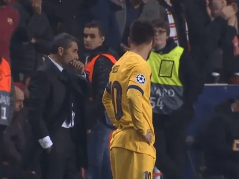En Fútbol en Movistar mostraron la "mirada" que Messi le echó a Valverde tras el gol del Slavia