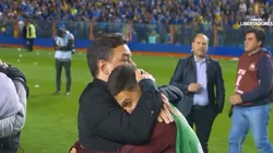 Marcelo Gallardo y Juanfer Quintero tras eliminar a Boca Juniors en la semifinal de la Libertadores.