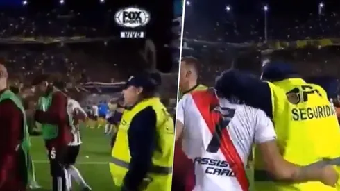 No le importó nada: un seguridad, en plena Bombonera, se puso a festejar con los jugadores de River