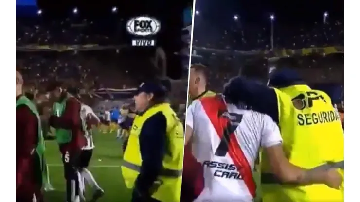 No le importó nada: un seguridad, en plena Bombonera, se puso a festejar con los jugadores de River