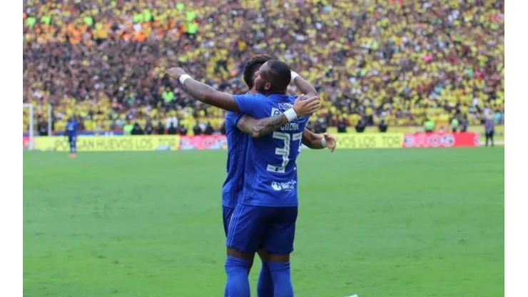 El festejo de los jugadores ecuatorianos.