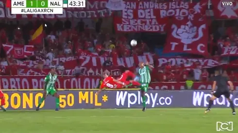 El golazo de Michael Rangel, de chilena, ante Atlético Nacional.