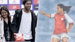 Video: El insólito momento que vivió Ronaldinho cuando fue firmar un cuadro que le regaló Santa Fe