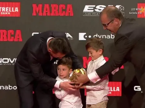 Video: Mateo lo durmió a Thiago para entregarle él la Bota de Oro a papá Messi