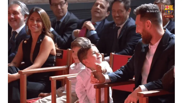 Leo Messi llegó en familia a buscar su sexta Bota de Oro