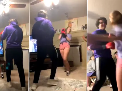 Video viral: él le estaba pegando, pero ella sacó una mano diabólica y lo destruyó