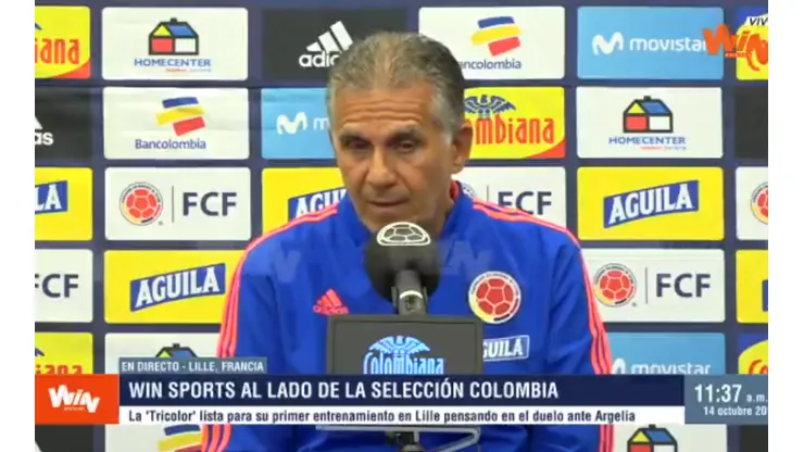 Carlos Queiroz en rueda de prensa antes de enfrentar a Argelia.