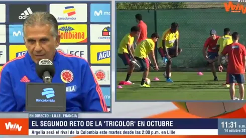 Carlos Queiroz, en rueda de prensa antes del juego contra Argelia.