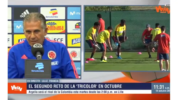 Carlos Queiroz, en rueda de prensa antes del juego contra Argelia.