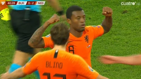 Gol y golazo de Súper Wijnaldum para el triunfo de Holanda ante Bielorrusia