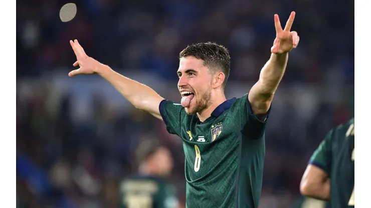Jorginho celebra el primer gol del partido.