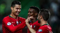 El festejo de los jugadores de Portugal.