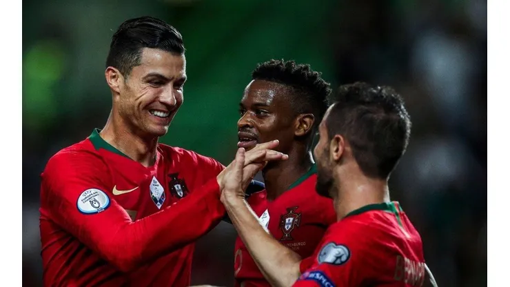 El festejo de los jugadores de Portugal.